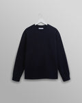 wax london men's Hayden - Navy Textured Organic Cotton Long Sleeve T-Shirt