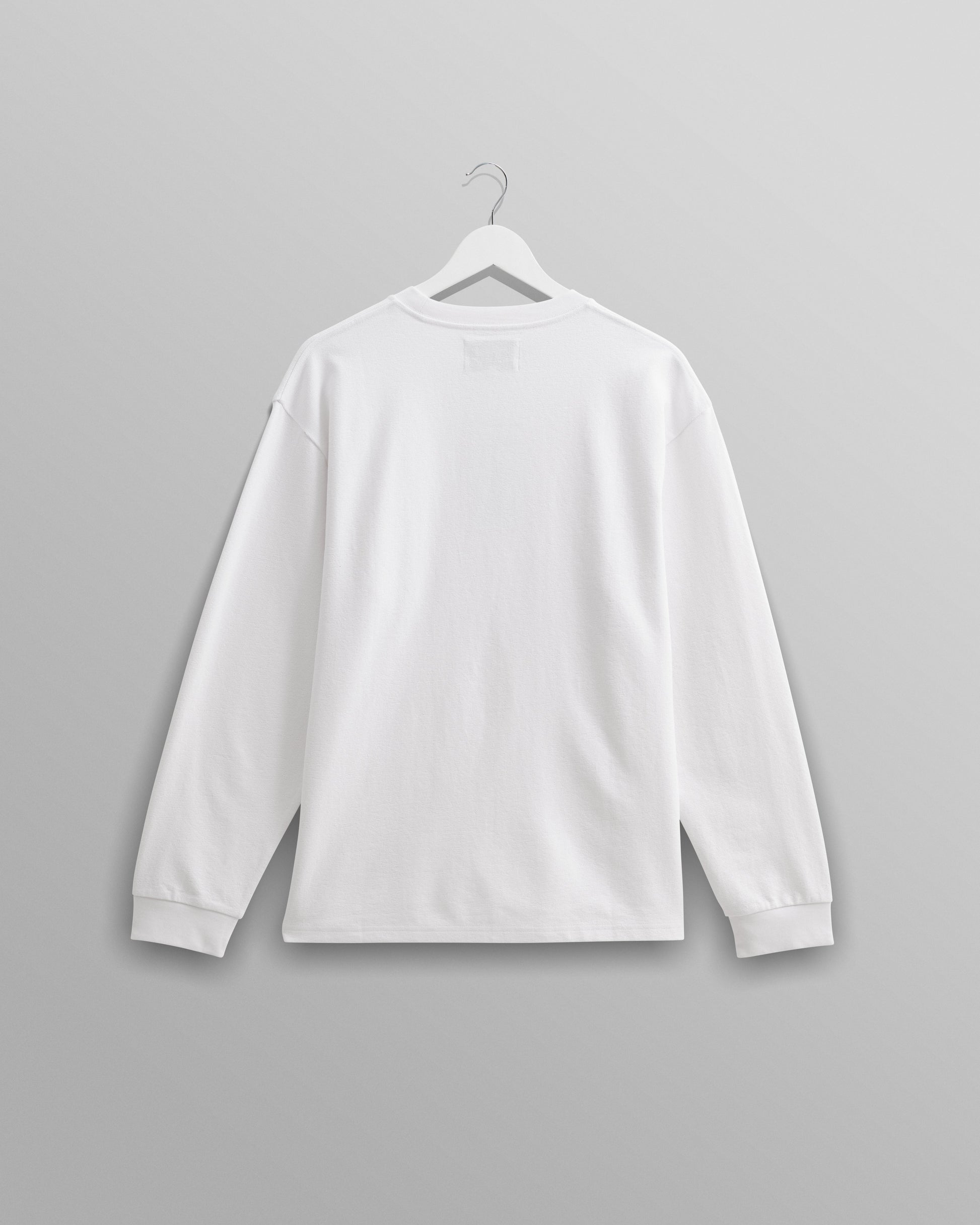 wax london men's Hayden - White Textured Organic Cotton Long Sleeve T-Shirt