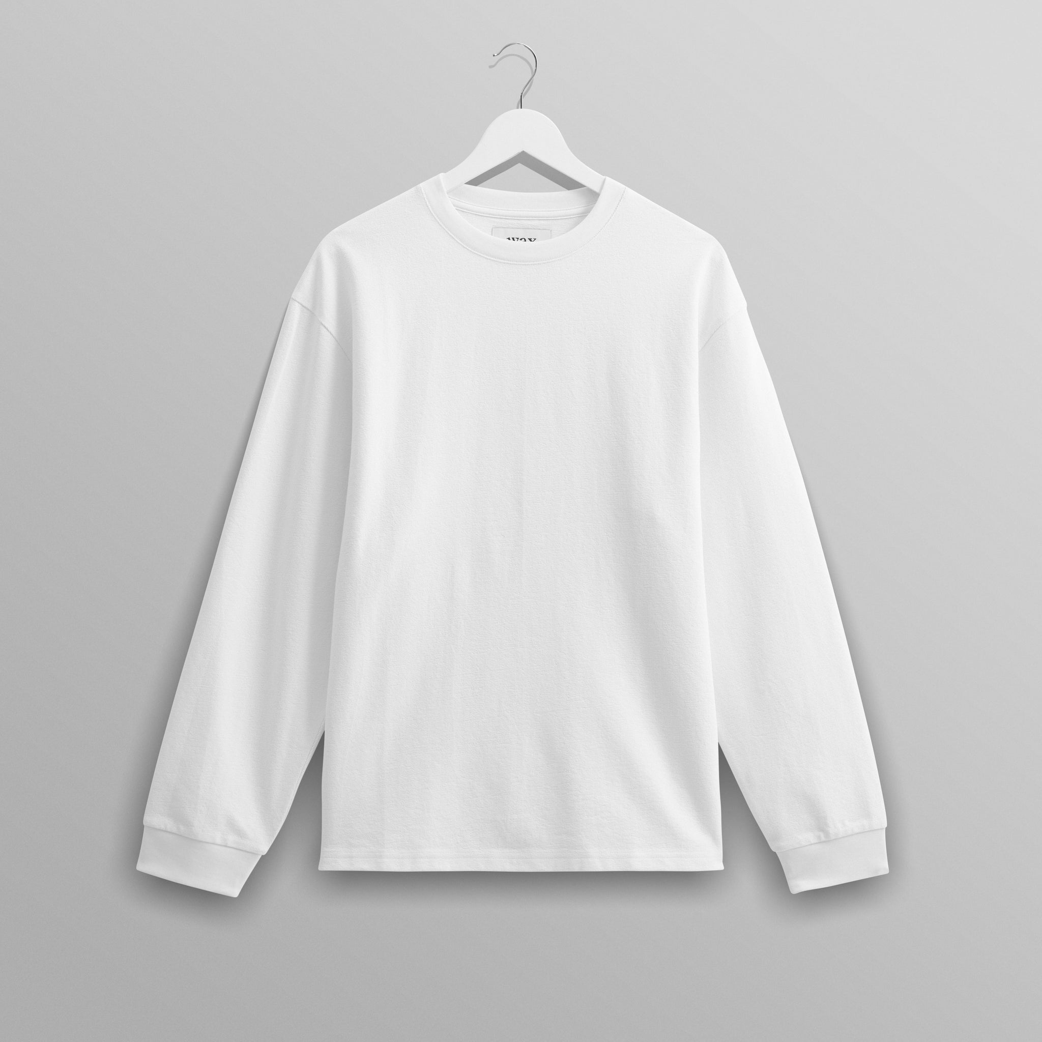 wax london men's Hayden - White Textured Organic Cotton Long Sleeve T-Shirt