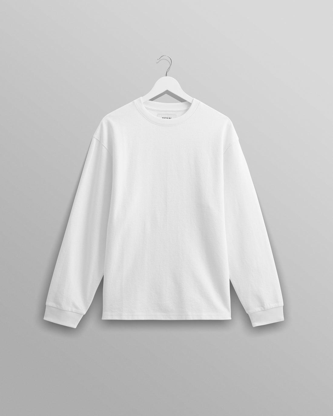 wax london men's Hayden - White Textured Organic Cotton Long Sleeve T-Shirt