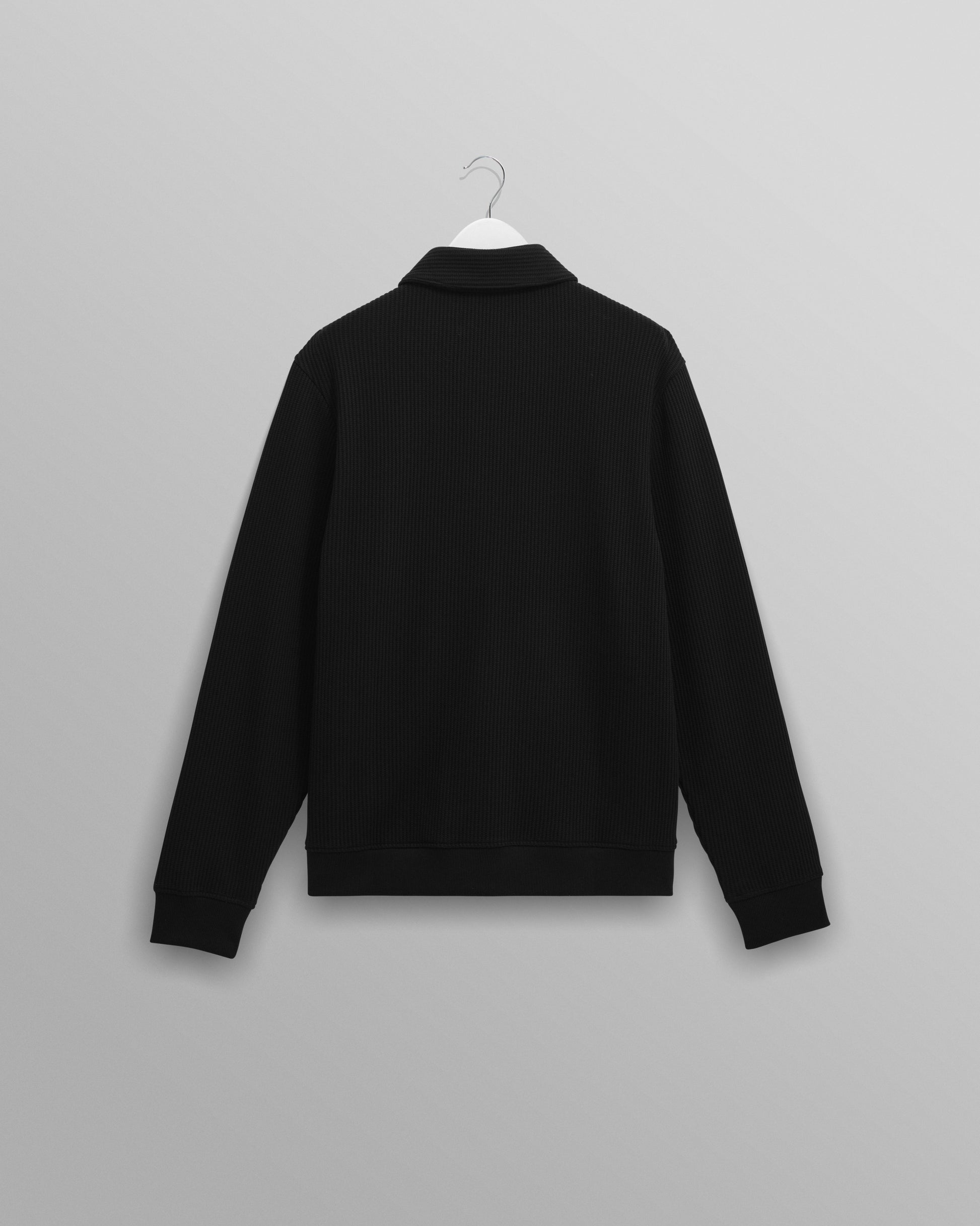 wax london men's Hays - Black Structured Waffle Overshirt