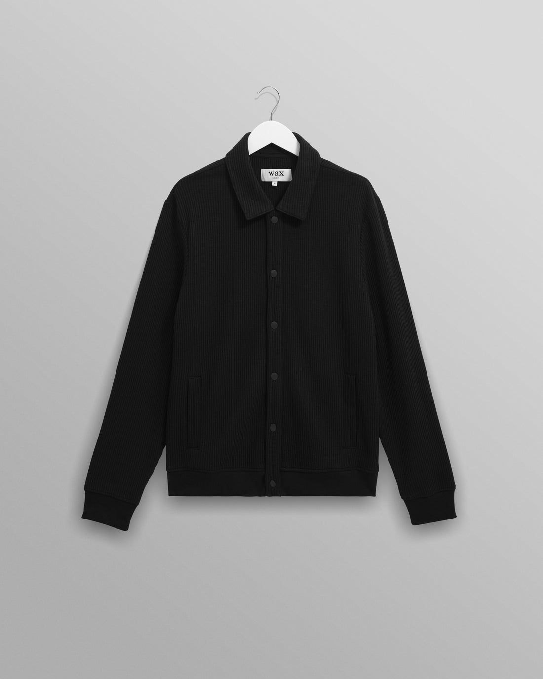 wax london men's Hays - Black Structured Waffle Overshirt