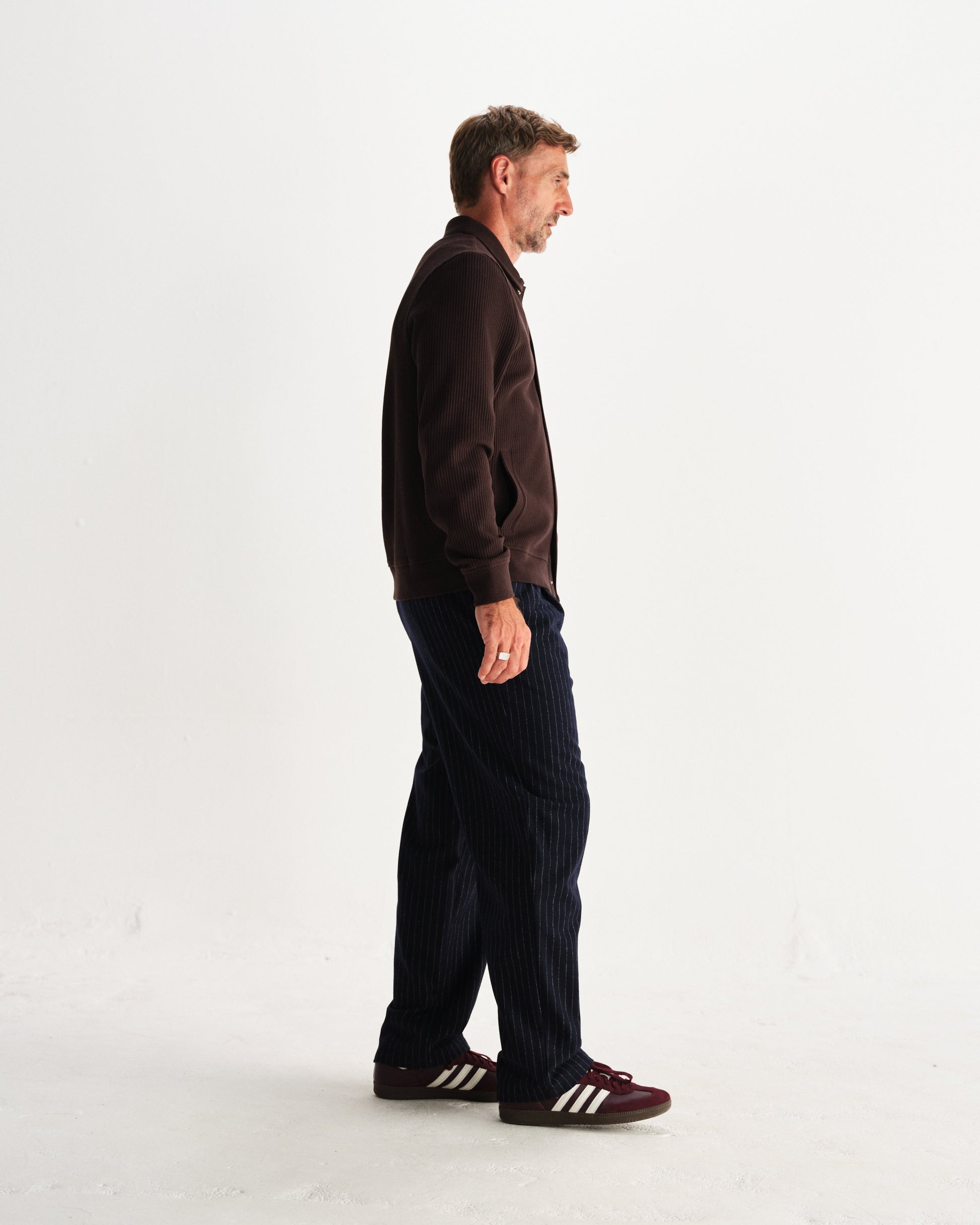 wax london men's Hays - Dark Brown Structured Waffle Overshirt