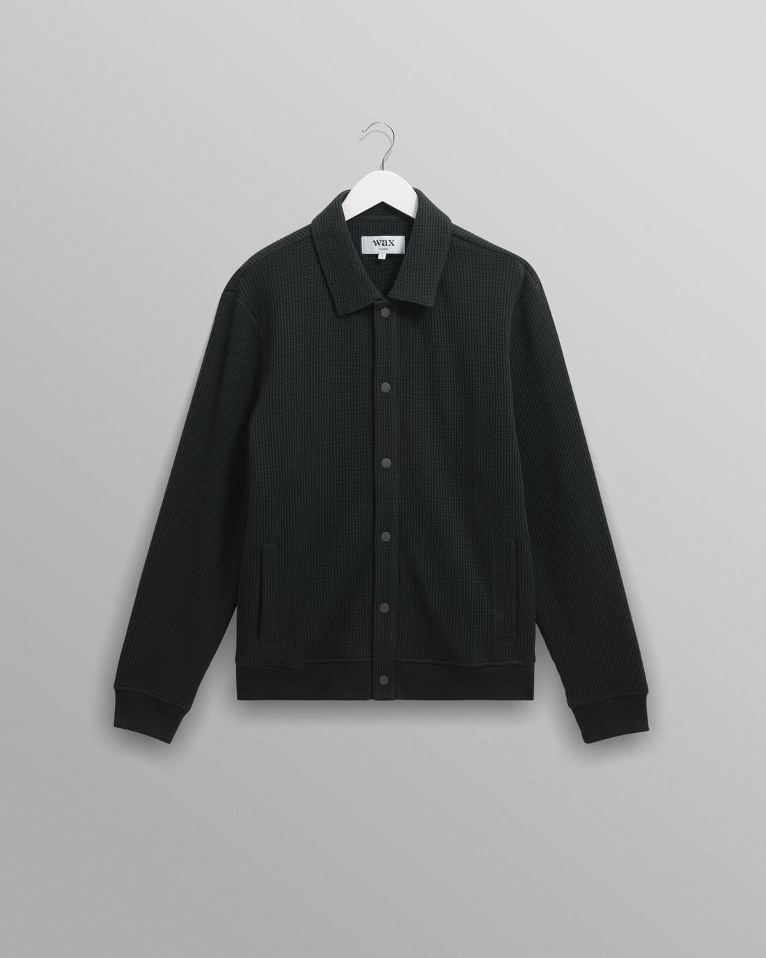 wax london men's Hays - Dark Green Structured Waffle Overshirt