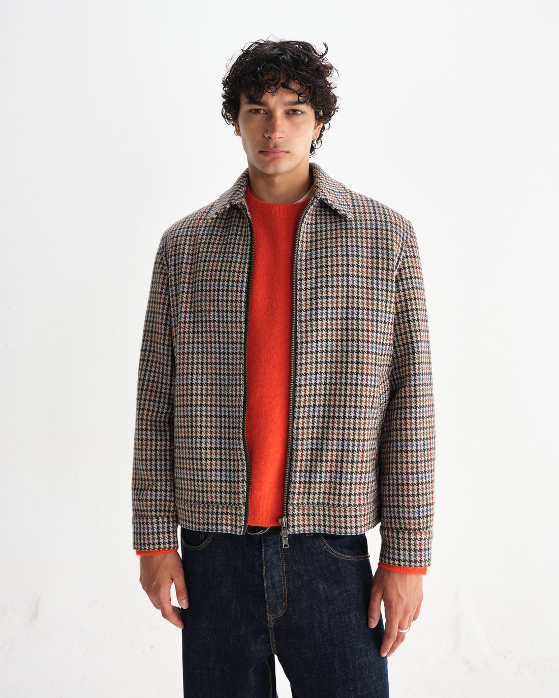 wax london men's Heath - Natural Houndstooth Check Jacket