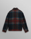 wax london men's Heath - Navy And Multicolour Wool Check Jacket