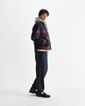 wax london men's Heath - Navy And Multicolour Wool Check Jacket
