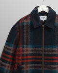 wax london men's Heath - Navy And Multicolour Wool Check Jacket
