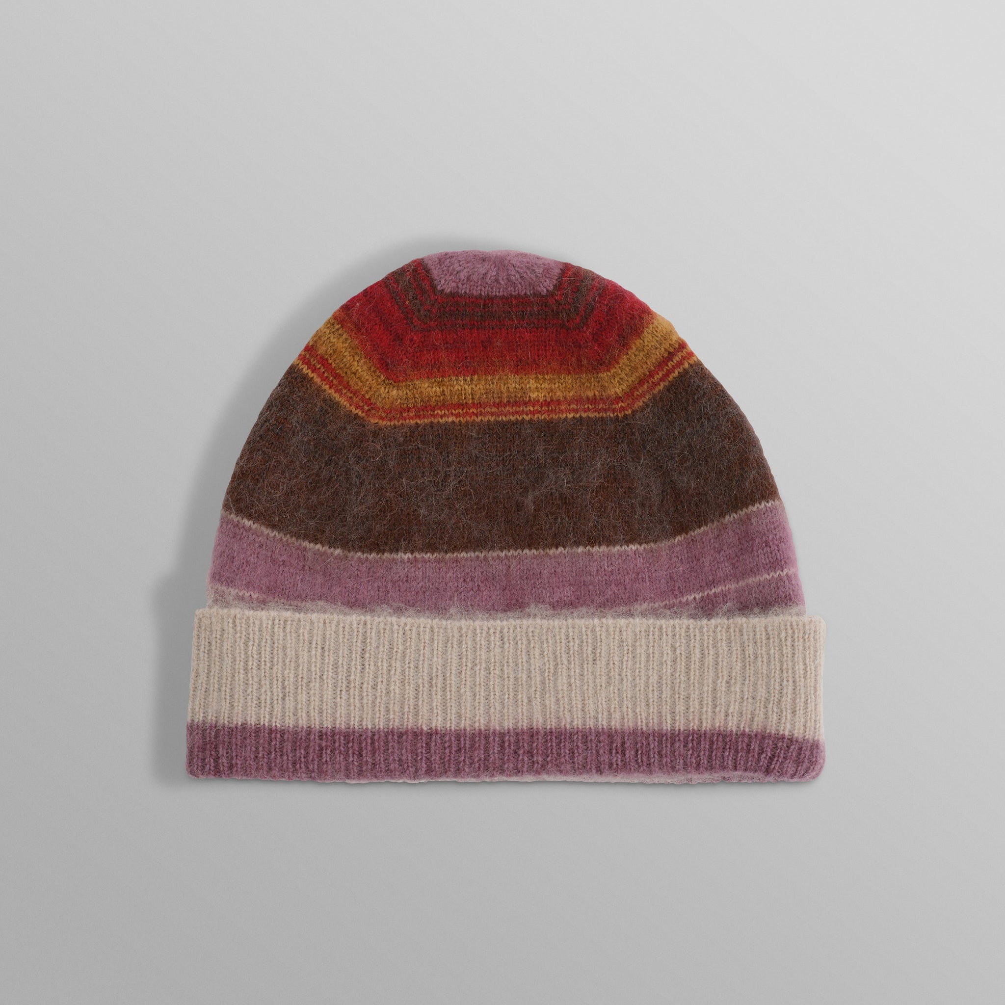 wax london men's Hill - Oatmeal Brush Stripe Wool Beanie
