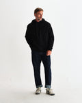 wax london men's Hoxton - Black Brushed Organic Cotton Hoodie