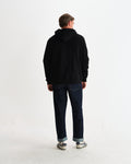 wax london men's Hoxton - Black Brushed Organic Cotton Hoodie