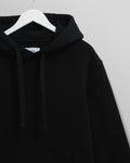 wax london men's Hoxton - Black Brushed Organic Cotton Hoodie