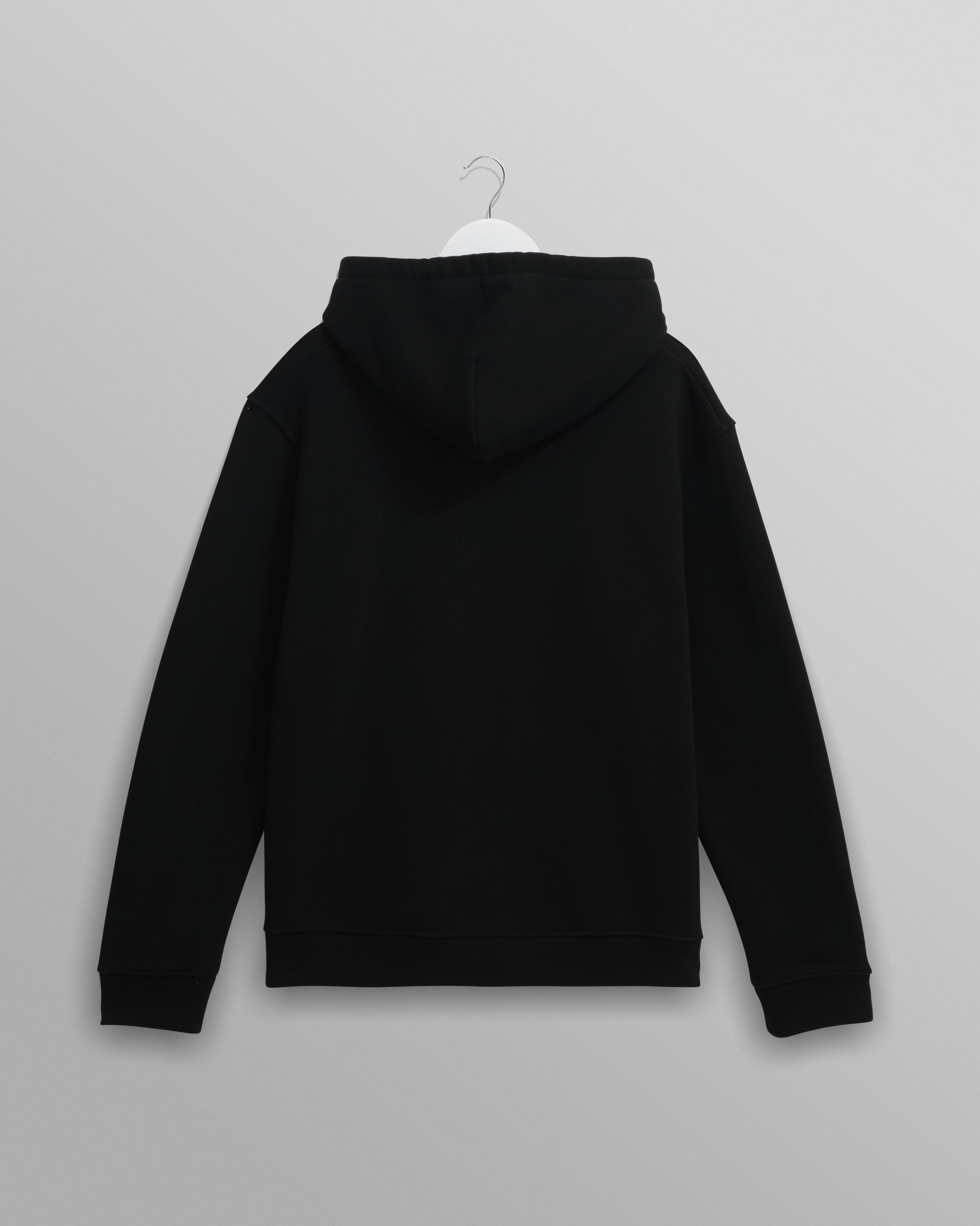 wax london men's Hoxton - Black Brushed Organic Cotton Hoodie