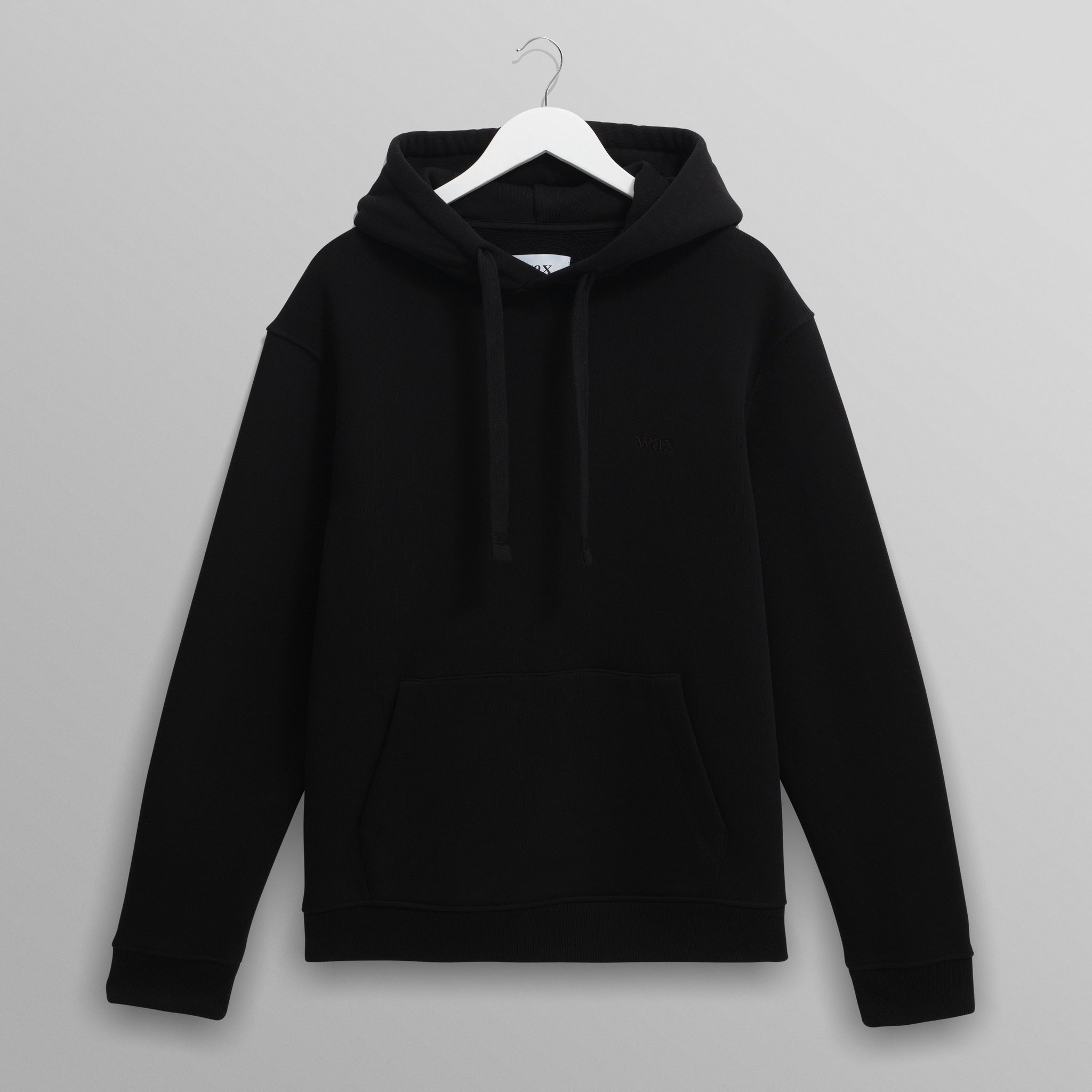 wax london men's Hoxton - Black Brushed Organic Cotton Hoodie