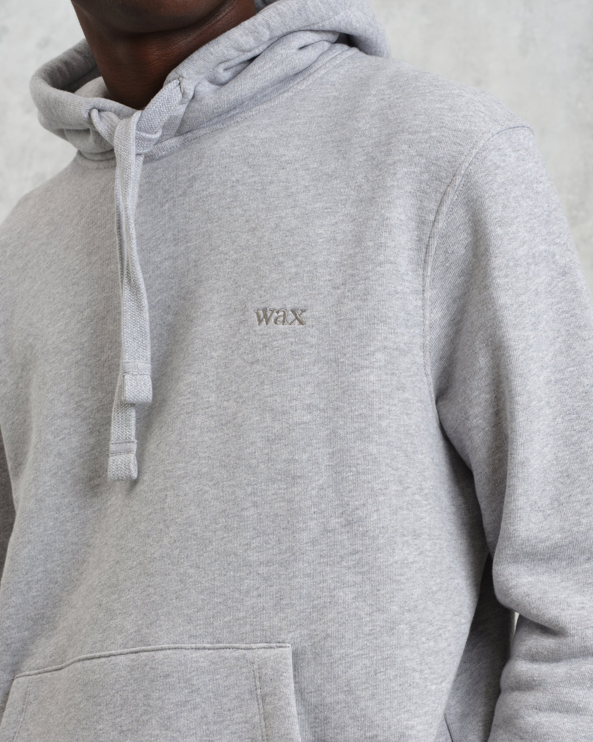 wax london men's Hoxton - Heather Grey Brushed Organic Cotton Hoodie