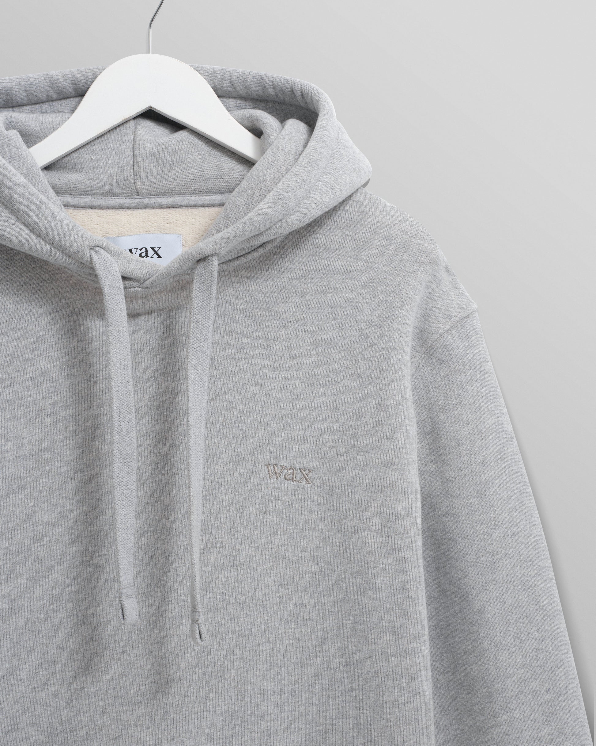 wax london men's Hoxton - Heather Grey Brushed Organic Cotton Hoodie