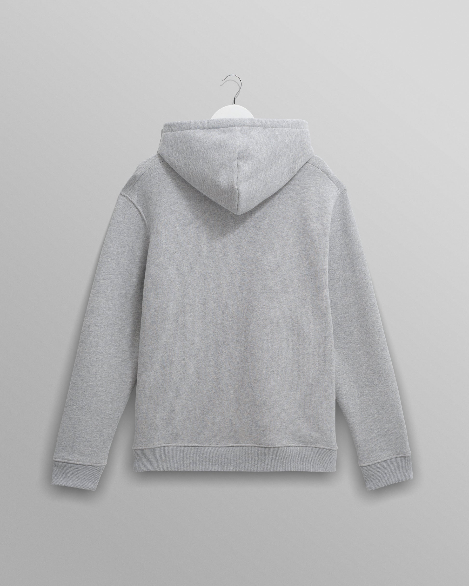 wax london men's Hoxton - Heather Grey Brushed Organic Cotton Hoodie