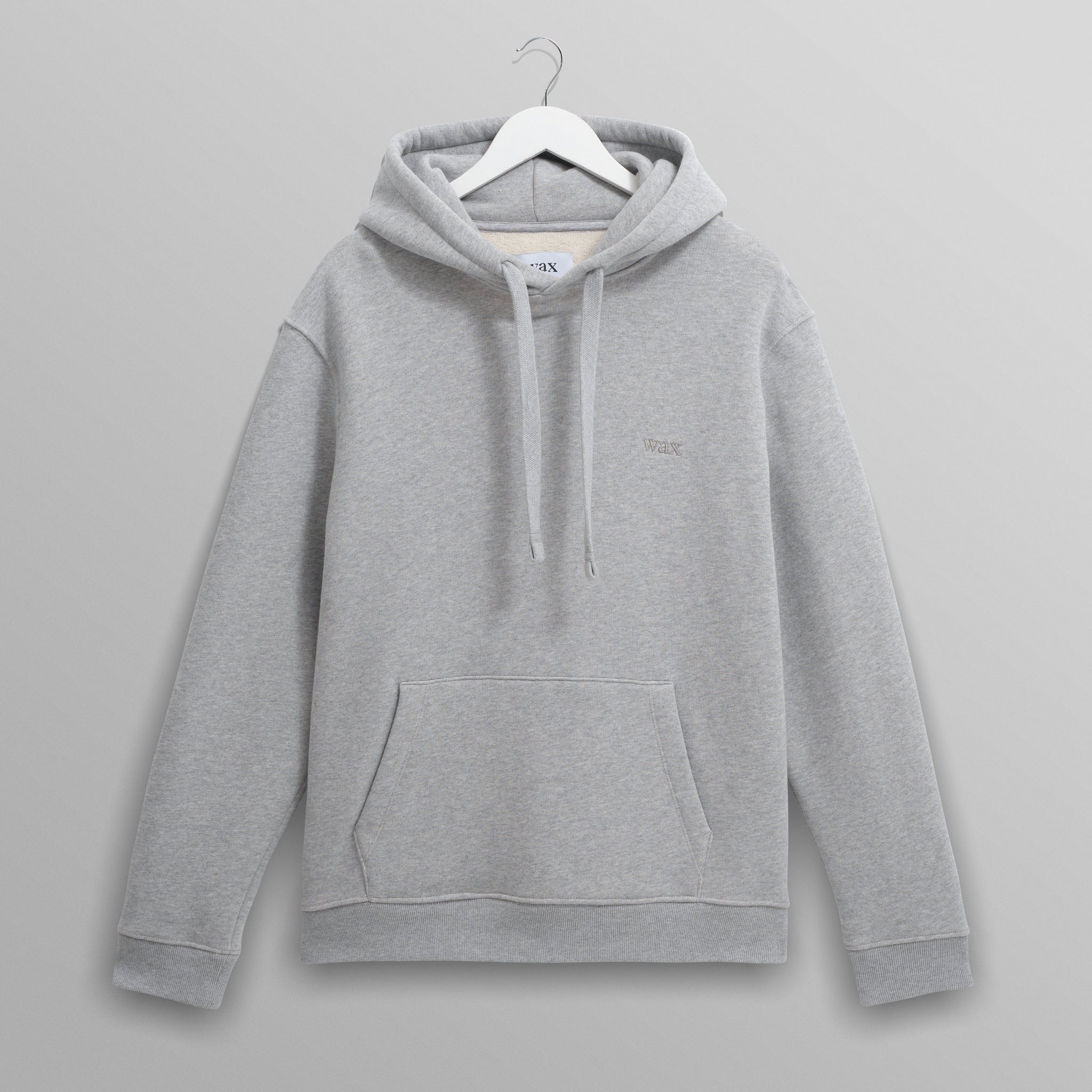 wax london men's Hoxton - Heather Grey Brushed Organic Cotton Hoodie