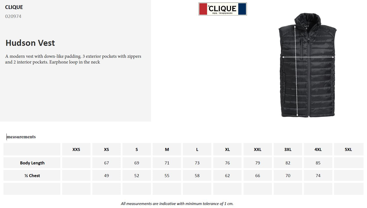 Clique Hudson Mens Light Padded Gilet | Puffer Body Warmer | 5 Colours | XS-3XL - Gilet - Logo Free Clothing