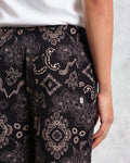 wax london men's Hutton - Black And Beige Paisley Floral Lounge Trouser