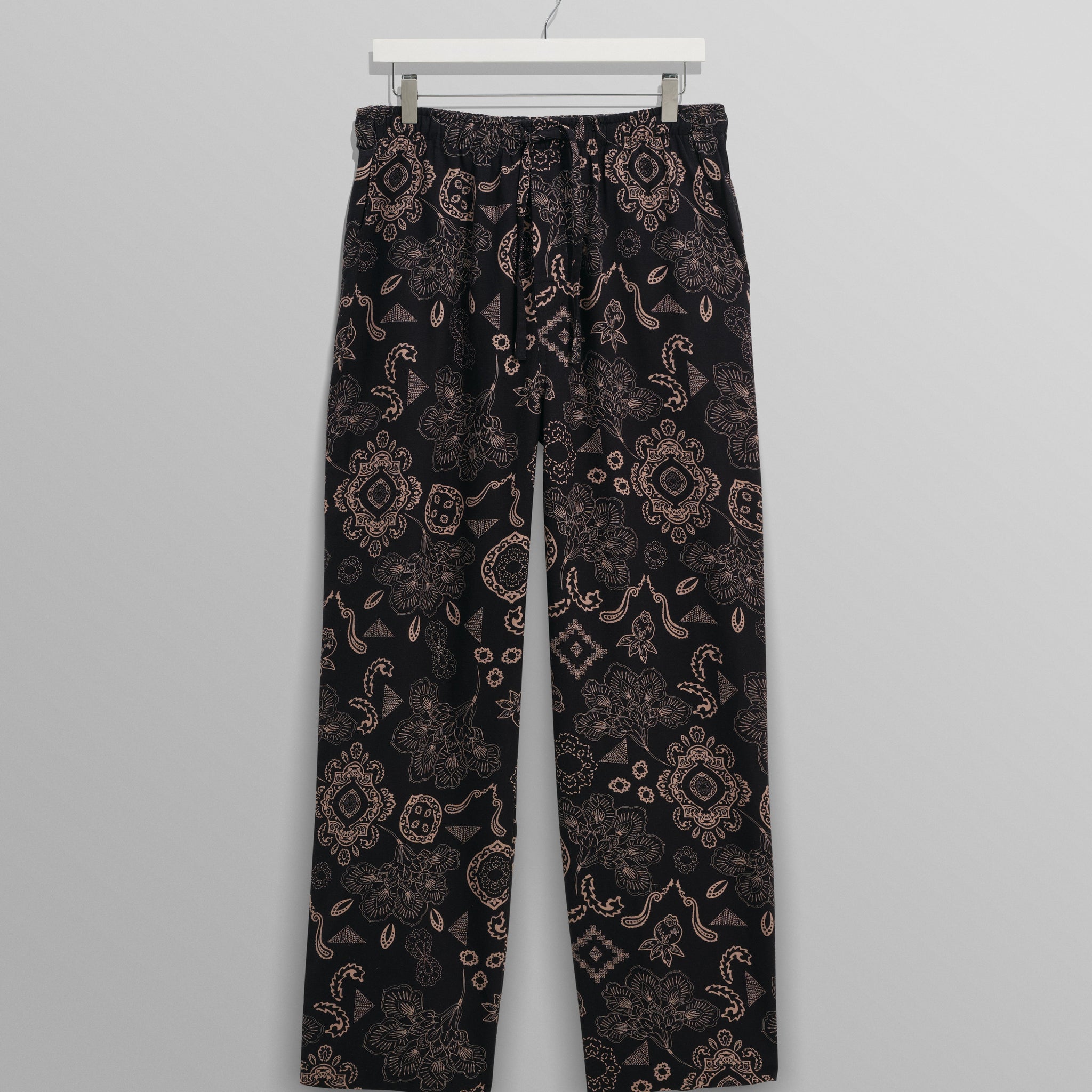 wax london men's Hutton - Black And Beige Paisley Floral Lounge Trouser
