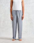 wax london men's Hutton - Blue And Ecru Oxford Stripe Lounge Trouser