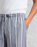 wax london men's Hutton - Blue And Ecru Oxford Stripe Lounge Trouser