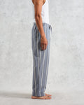 wax london men's Hutton - Blue And Ecru Oxford Stripe Lounge Trouser