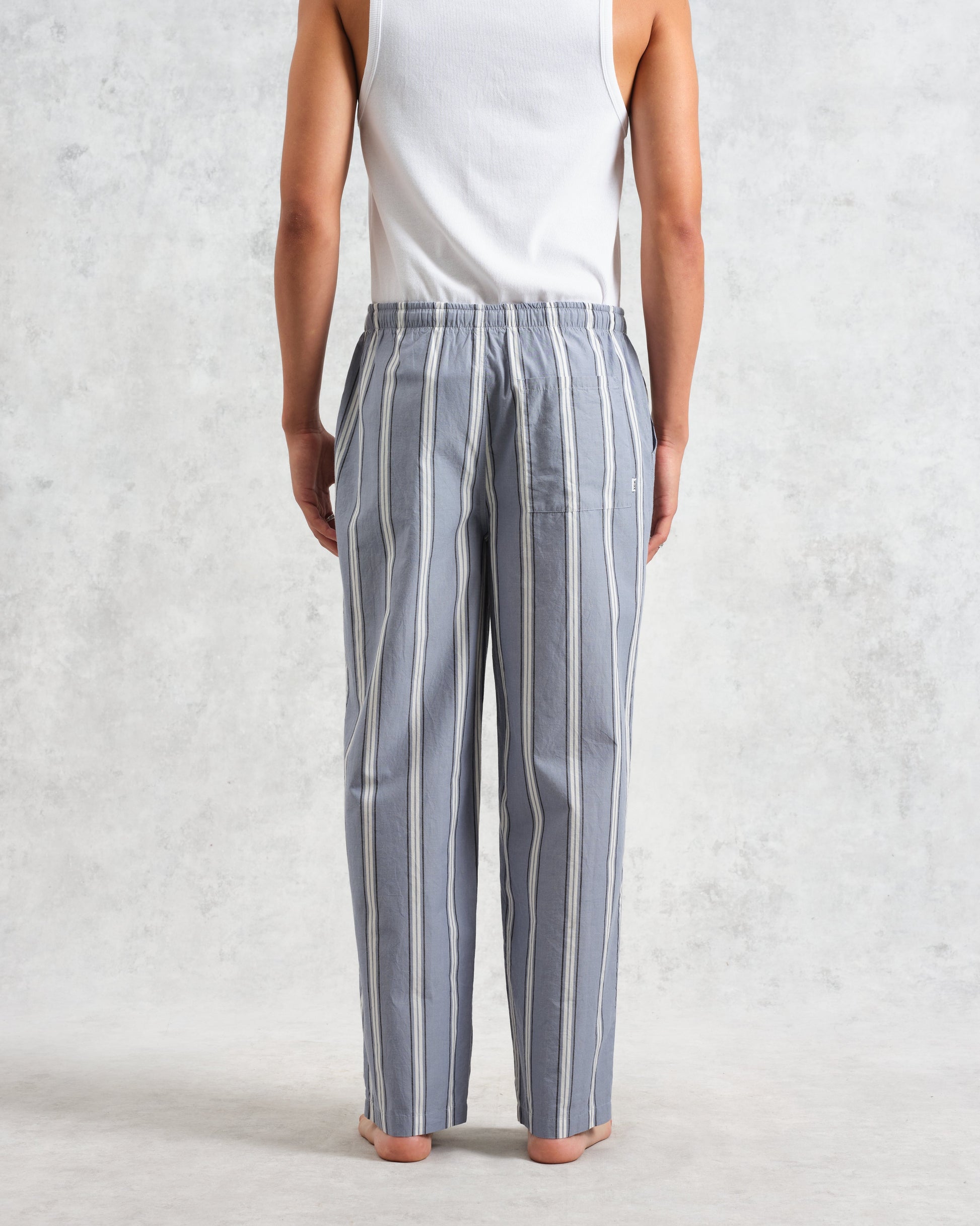 wax london men's Hutton - Blue And Ecru Oxford Stripe Lounge Trouser
