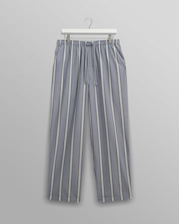 wax london men's Hutton - Blue And Ecru Oxford Stripe Lounge Trouser