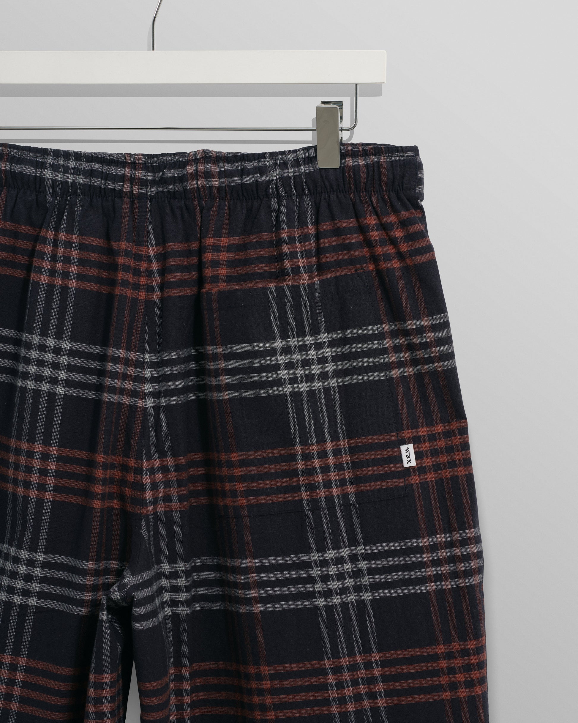 wax london men's Hutton - Navy And Orange Check Flannel Lounge Trouser