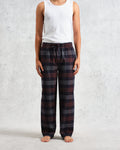 wax london men's Hutton - Navy And Orange Check Flannel Lounge Trouser