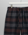 wax london men's Hutton - Navy And Orange Check Flannel Lounge Trouser