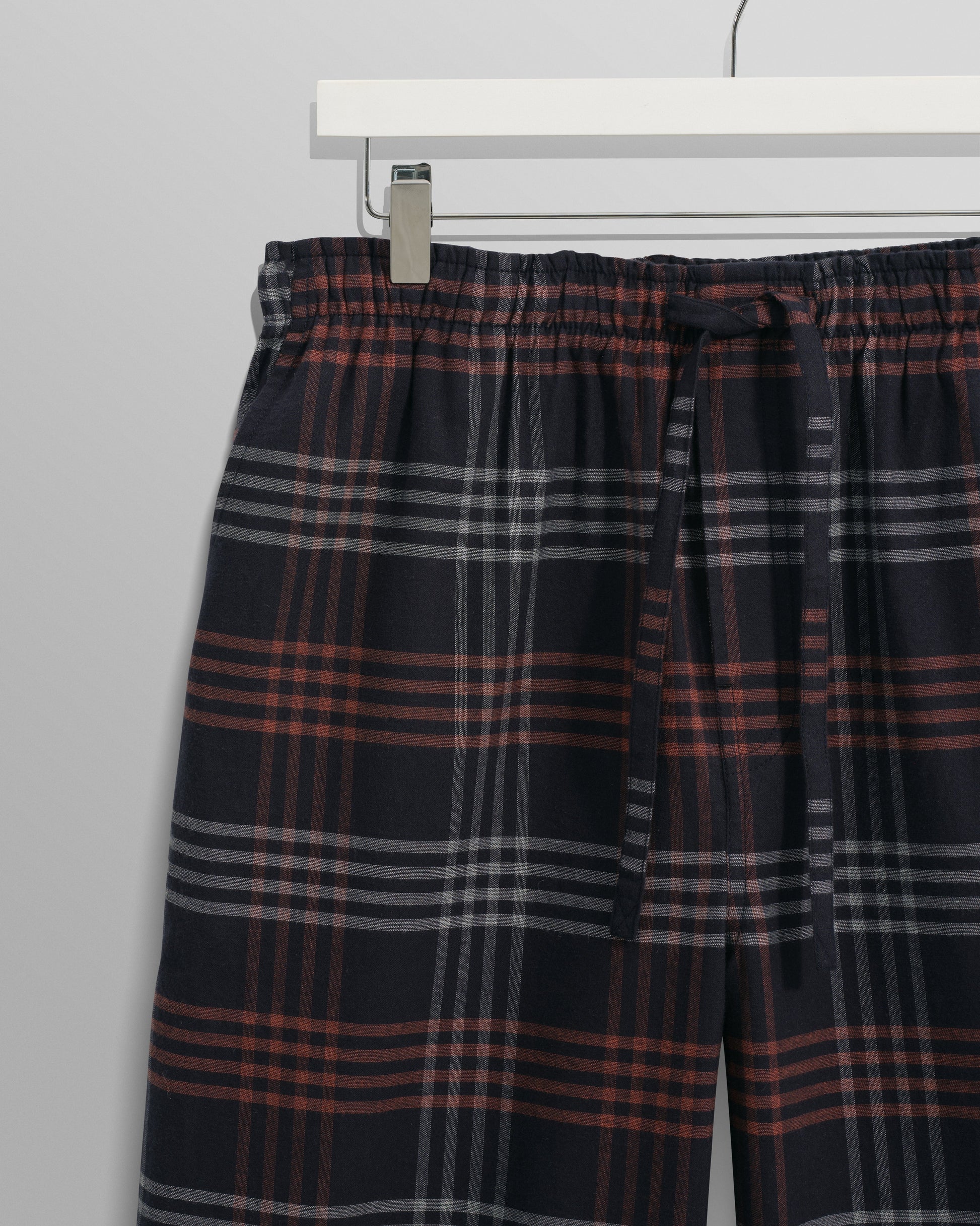 wax london men's Hutton - Navy And Orange Check Flannel Lounge Trouser