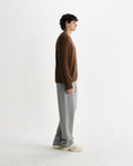wax london men's Hyatt - Brown Brush Cable Knit Crewneck Jumper