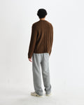 wax london men's Hyatt - Brown Brush Cable Knit Crewneck Jumper