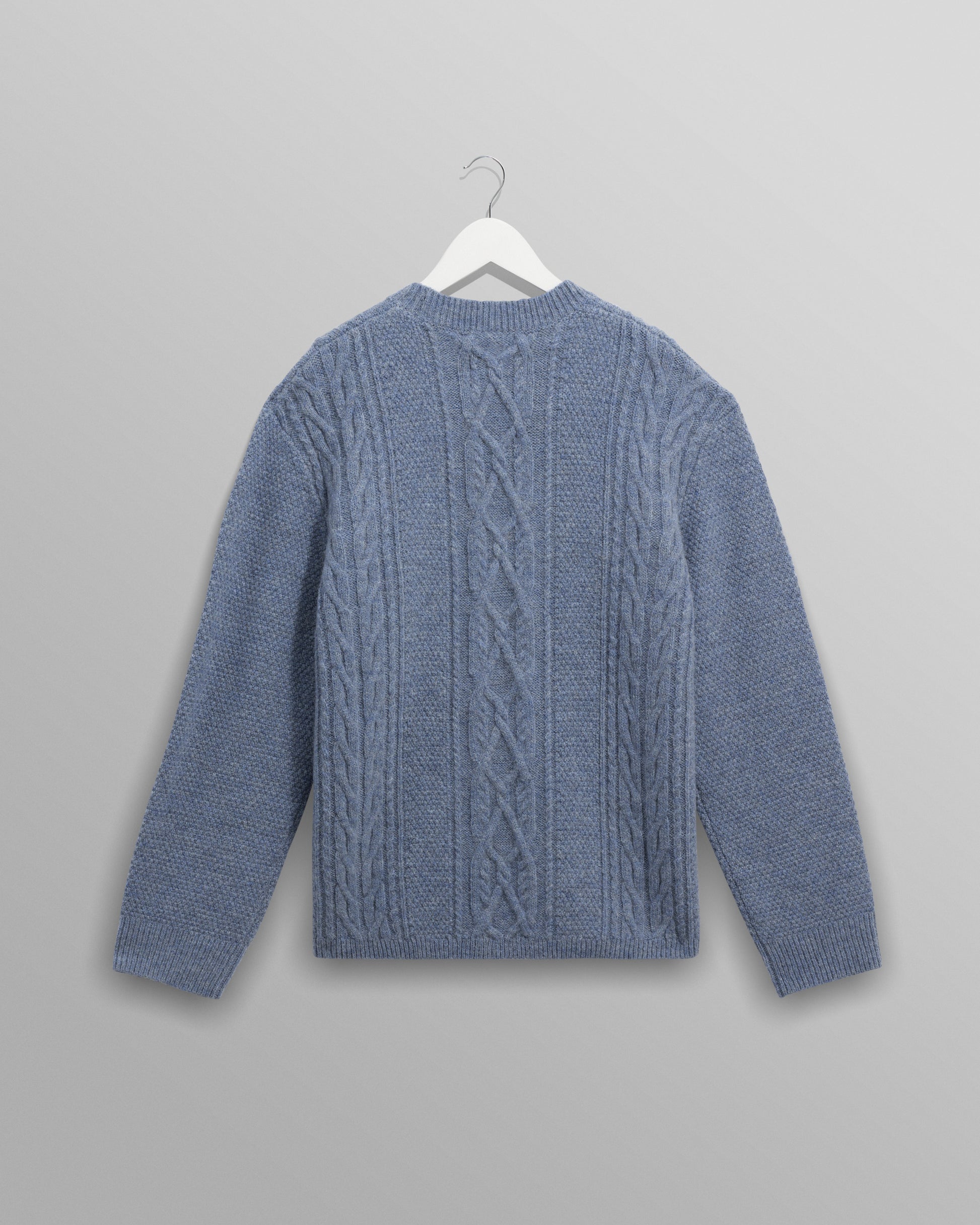 wax london men's Hyatt - Light Blue Brush Cable Knit Crewneck Jumper