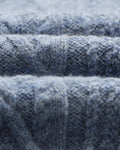 wax london men's Hyatt - Light Blue Brush Cable Knit Crewneck Jumper
