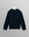 wax london men's Hyatt - Navy Brush Cable Knit Crewneck Jumper