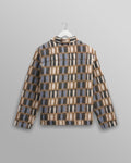 wax london men's Iggy - Beige And Blue Ombre Grid Jacket