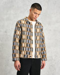 wax london men's Iggy - Beige And Blue Ombre Grid Jacket