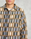 wax london men's Iggy - Beige And Blue Ombre Grid Jacket