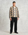 wax london men's Iggy - Beige And Blue Ombre Grid Jacket