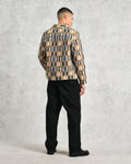 wax london men's Iggy - Beige And Blue Ombre Grid Jacket