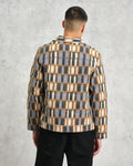 wax london men's Iggy - Beige And Blue Ombre Grid Jacket