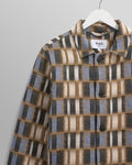 wax london men's Iggy - Beige And Blue Ombre Grid Jacket