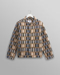 wax london men's Iggy - Beige And Blue Ombre Grid Jacket