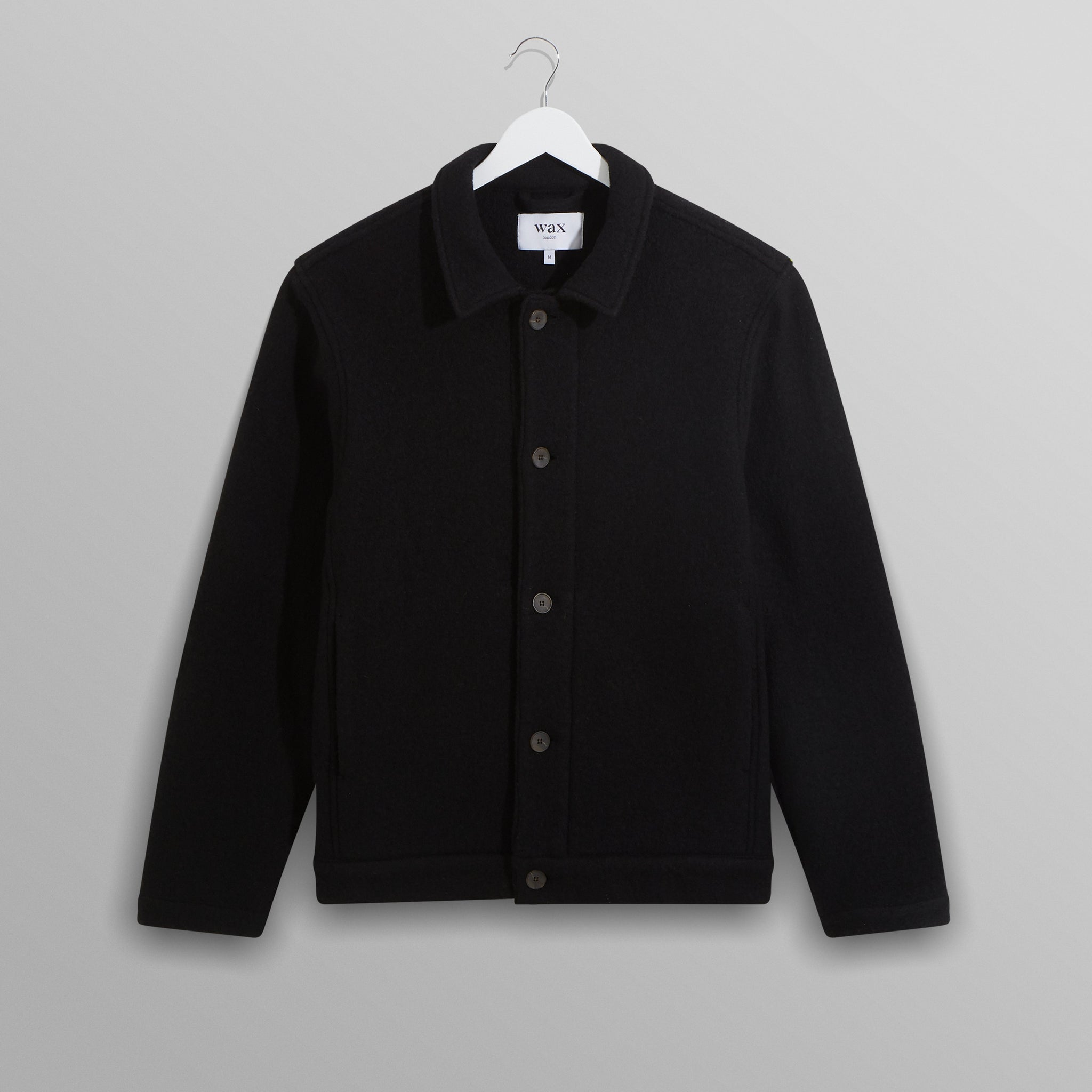 wax london men's Iggy - Black Knitted Wool Jacket