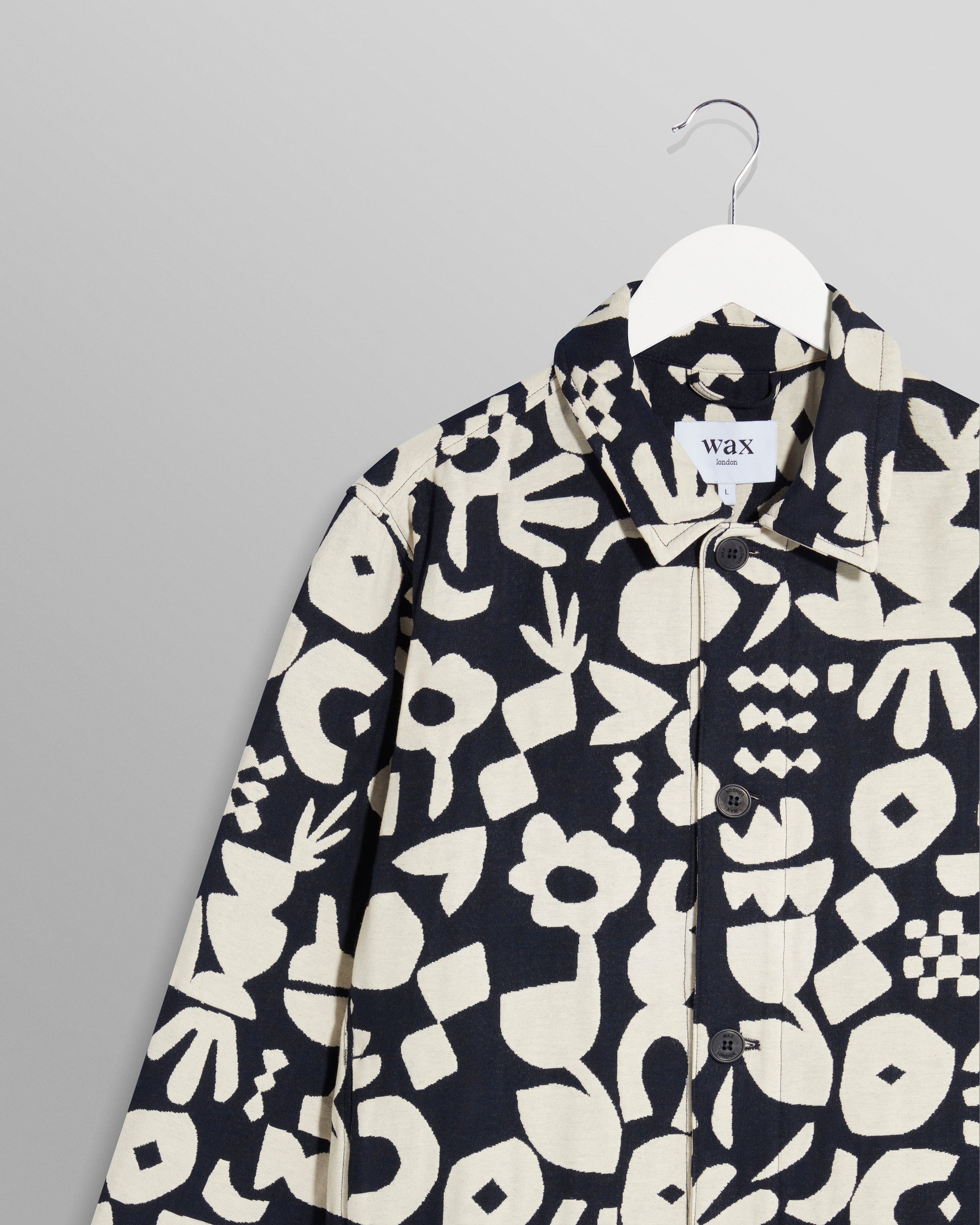wax london men's Iggy - Navy And Ecru Spin Jacquard Jacket