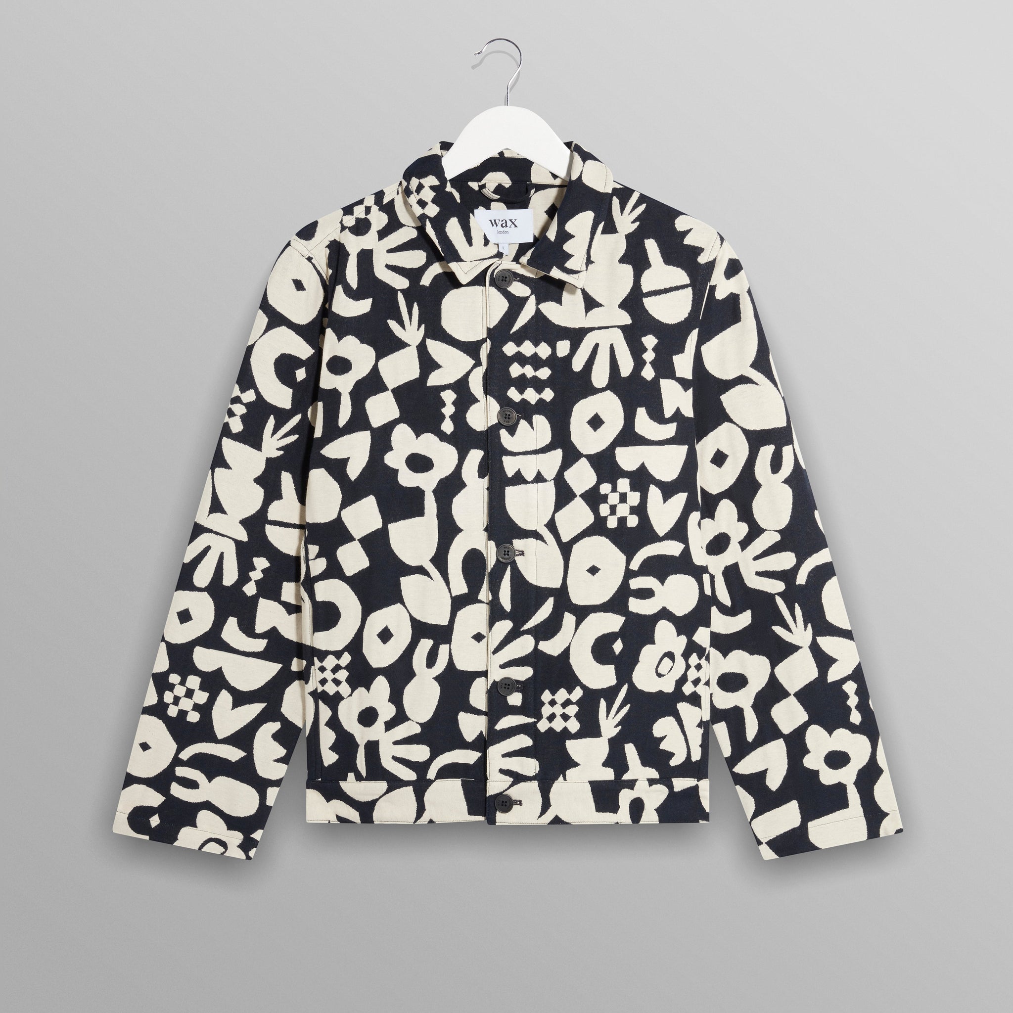 wax london men's Iggy - Navy And Ecru Spin Jacquard Jacket